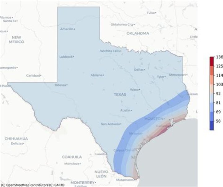 Where do hurricanes hit the most in Texas?
